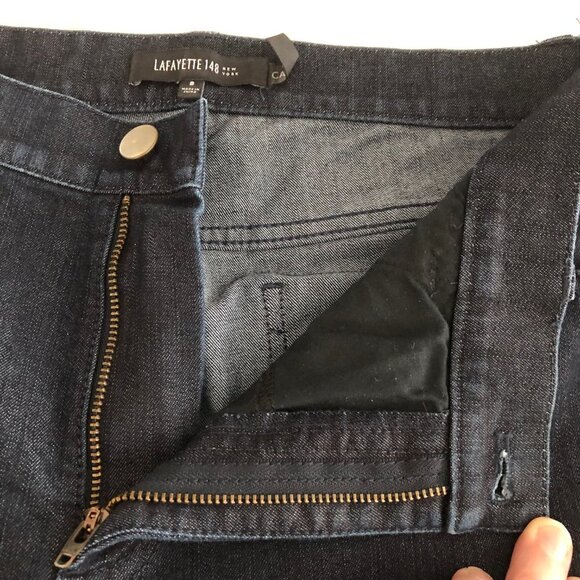 Lafayette 148 Jeans 8 dark Blue Straight Slim mid rise neutral classic women’s - Picture 12 of 15